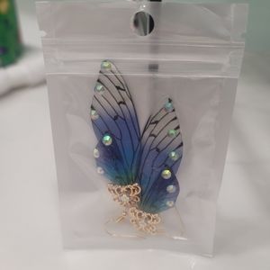 New blue angel wing earrings. 2.5” long $10.00